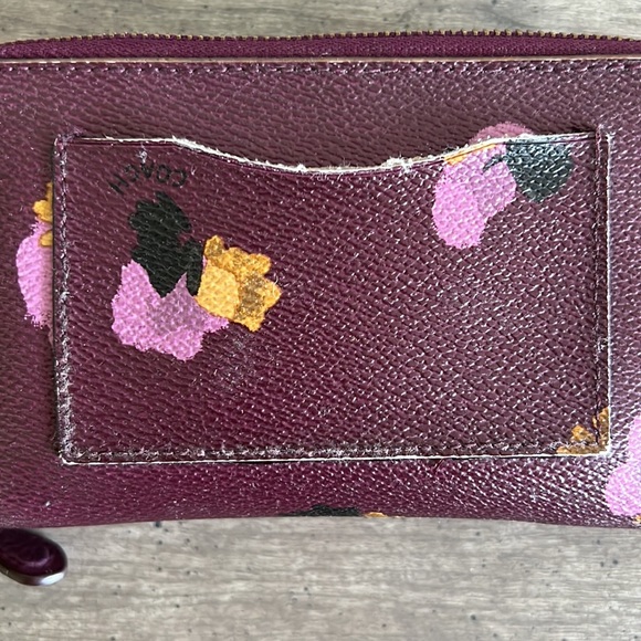 Coach Small Purple and Floral Print Accordion Zip Wallet/Wristlet - Picture 5 of 15